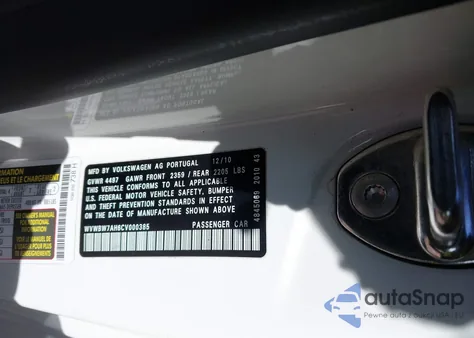 2012 Volkswagen Eos Komfort z USA, uszkodzony, nr VIN WVWBW7AH6CV000385